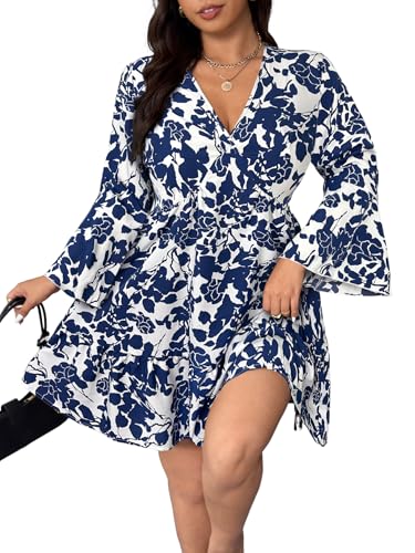 Image of Plus Size Summer Dresses for Women Casual Short Sleeves A Line Midi Dress