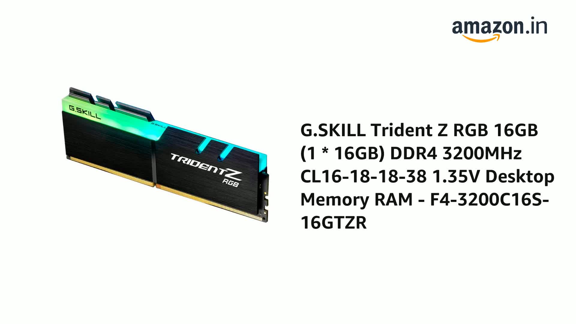 Amazon.in: Buy G.SKILL Trident Z RGB 16GB (1 * 16GB) DDR4 3200MHz