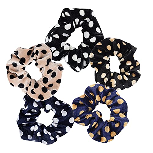 Hair Scrunchies, Soft Satin Elastic Soft Hair Ties Scrunchy Hair Bands Ponytail Women Girls Lady Children Point Dot Scrunchy
