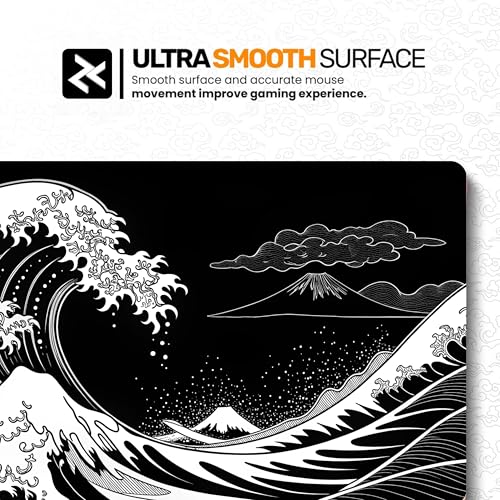 Image of Kuro Tsunami Premium Desk Mat | Anti-Skid | Anti-Slip | 90 * 42 cm | Laptop Mat for Work from Home /Office /Gaming- Extended Mouse pad and Keyboard Desk mat