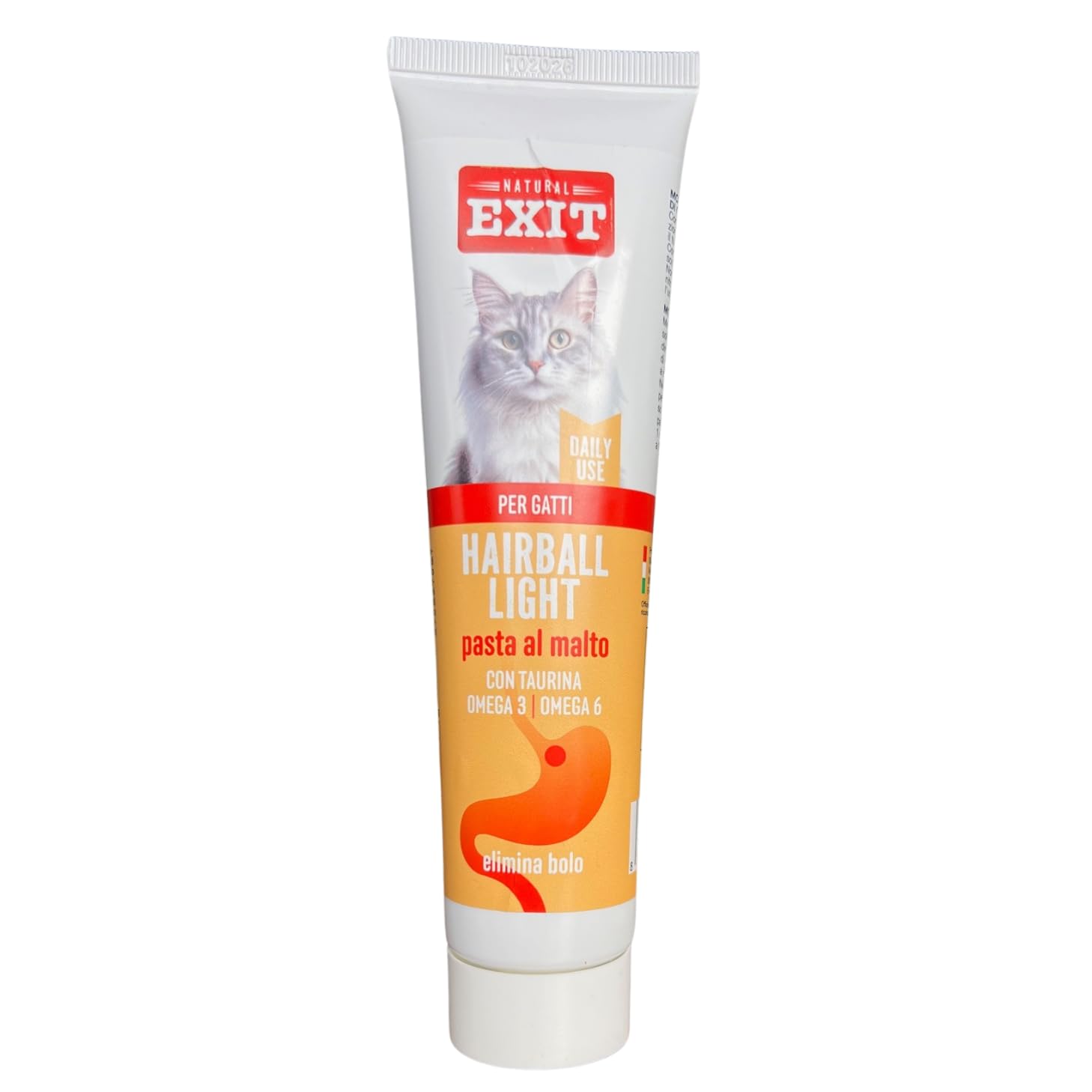 Pasta al malta para gatos, pasta antibolis para gatos, alimento complementario con Taurina Omega 2 y Omega 6, Hairball Light, tubo de 75 gramos