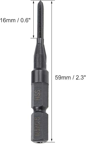 Miniatura 2 de uxcell - Macho de roscar para máquina métrica, paso H2, 3 flautas, vástago hexagonal, acero de alta velocidad