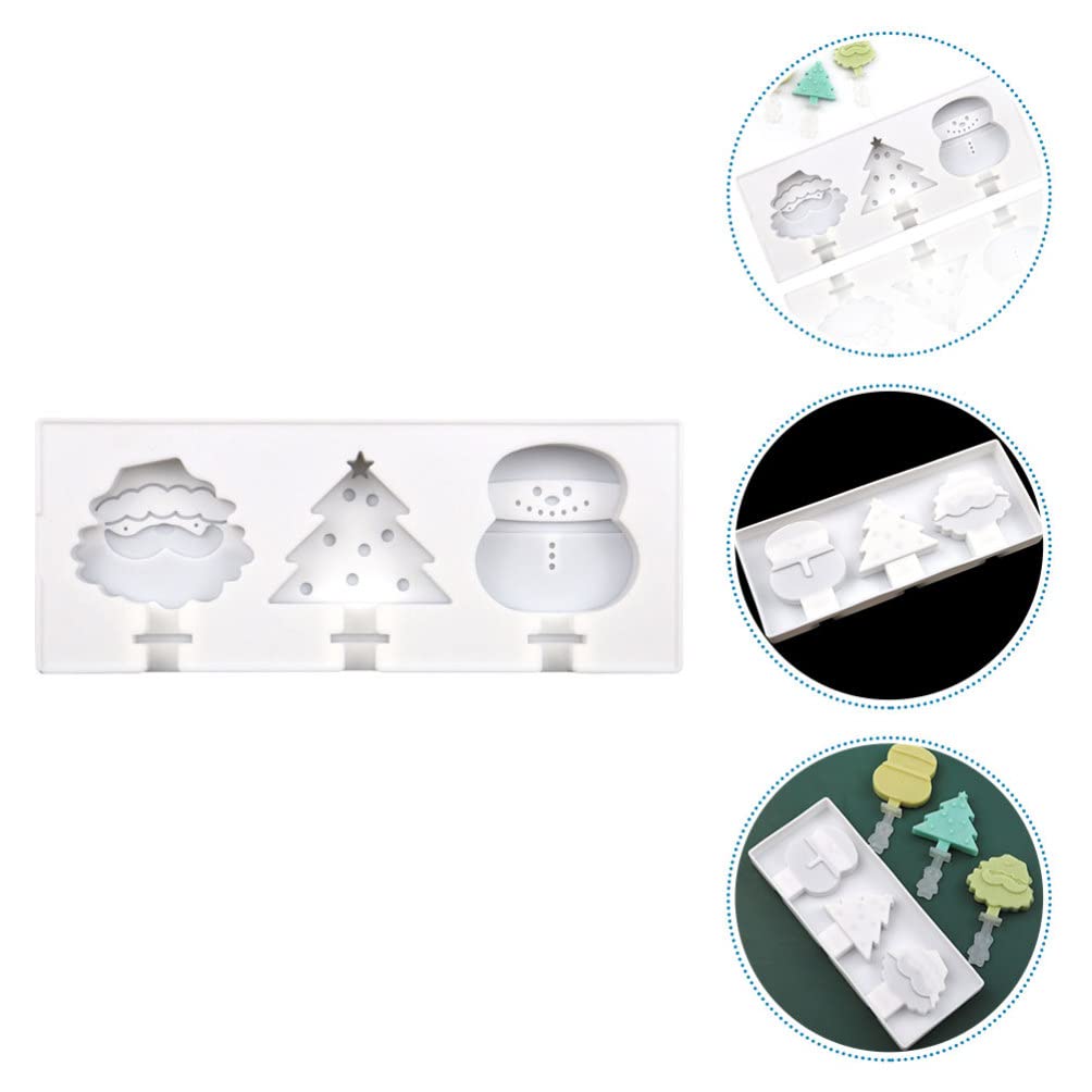 Yardwe Ice Cube Trays Ice Molds Christmas Popsicle Silicone Cartoon Christmas Tree Snowman Reusable Lolly Moulds Non- stick Cakesicles for Holiday Festive Hot Weather Silicone Mold