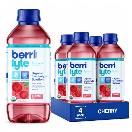 Image of Berri Lyte Organic Electrolyte Drink - Cherry Flavor - Plant-Based Hydration with Coconut Water, Natural Electrolytes, USDA Organic for Kids & Adults, 1 L, 4-Count