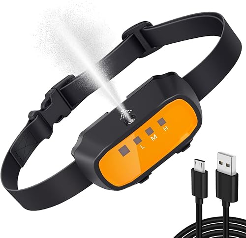 Collar de citronela para perro, bollar de corteza de citronela con 3 niveles de pulverización, collar de citronela recargable, sin descarga