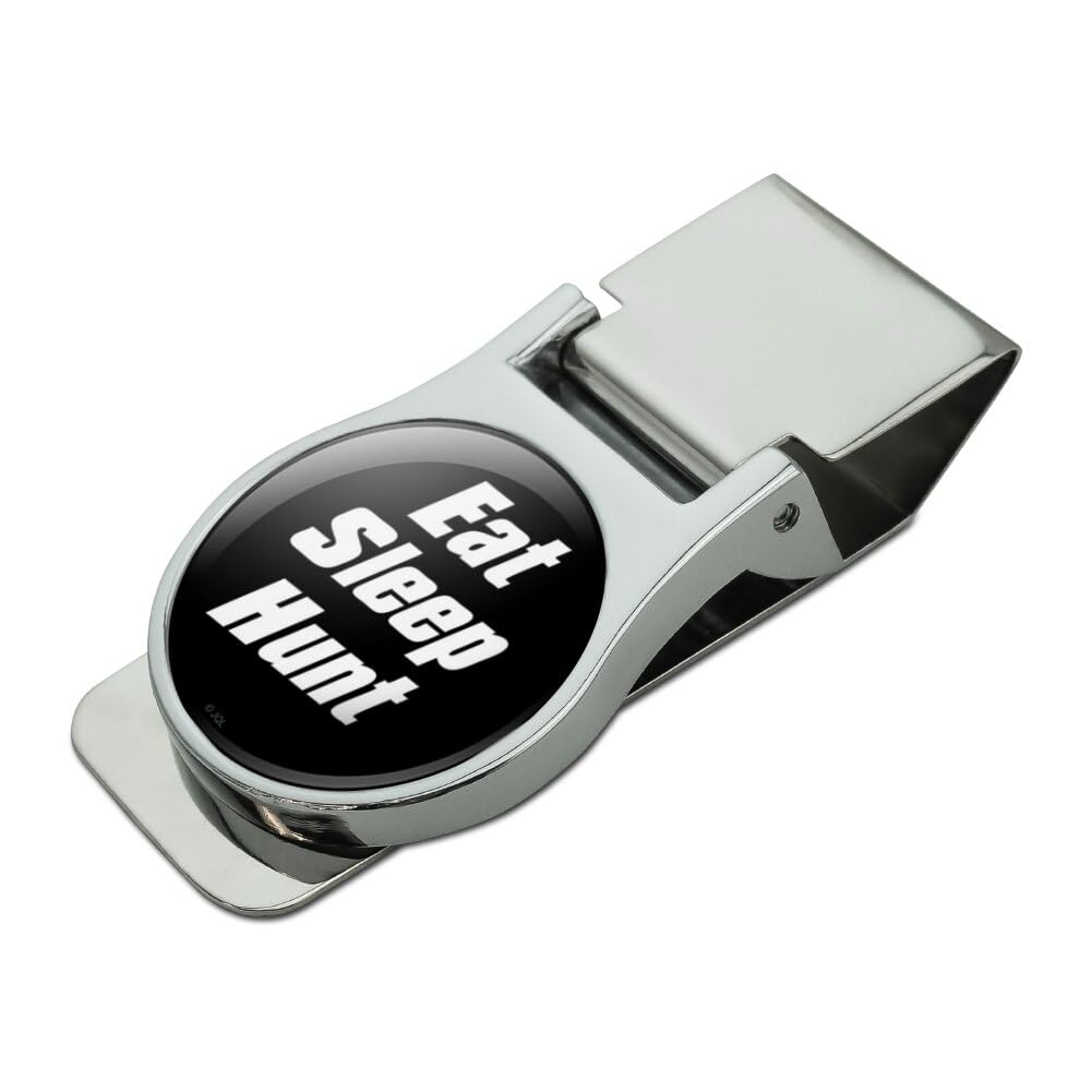 GRAPHICS & MORE Eat Sleep Hunt Satin Chrome Plated Metal Money Clip