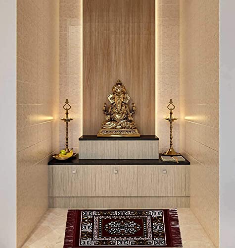 Image of Polyester Fabric Multipurpose Pooja Mat (Maroon Red, Standard)