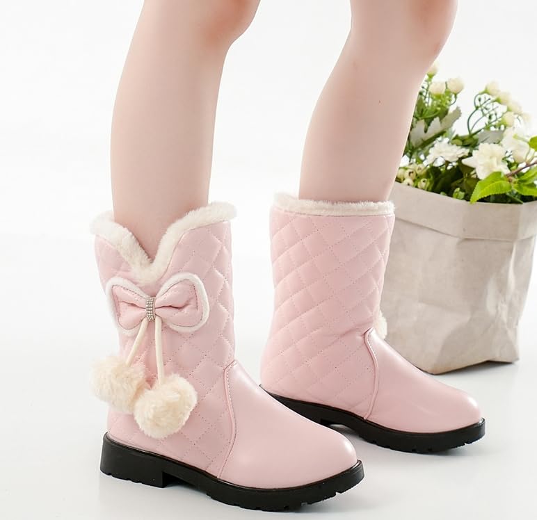 Girls' Winter Snow Boots Vintage Casual Style, Mid-Calf Slip-On Boots for Daily Wear2