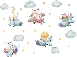 1 folha de adesivo de parede de berçário adesivos de parede para decoração de avião adesivo de parede de quarto de desenho animado adesivos de parede para quarto decalque de parede removível adesivos de arte de parede