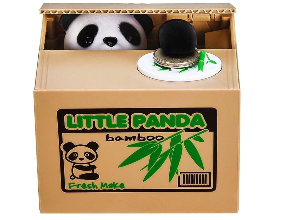 just4baby Panda Stealing Coin Money Box Bank Money Box Piggy Bank Saving Box Toy Children Gift Set