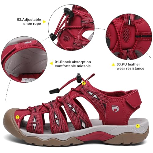 Image of Dannto Women's Sport Hiking Sandals Closed Toe Outdoor Athletic Walking Sandal Lightweight Summer Water Shoes