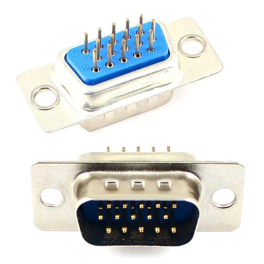 Generic 100 Pcs D-SUB DIP 15 Pin Male Straight Round Pin Adapter Connector Socket 3 Rows