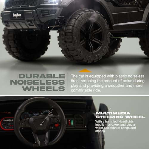 Image of Baybee Bronco Baby Battery Operated Jeep for Kids | Ride on Toy Electric Car with LED Lights & Music | Rechargeable Battery Big Cars with Parental Control | Kids Car to Drive 3 to 8 Years (Black)