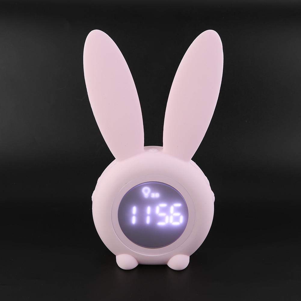 Fdit Multifunktions Cartoon Kaninchen LED Bildschirm Timing Alarm Temperatur Tischuhr MEHRWEG VERPACKUNG(Rosa)