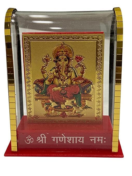 Image of Gold Plated Ganesh Ji Cabinet Showpieces with Clear Finishing for Car Dashboard, Home, Temple & Offices