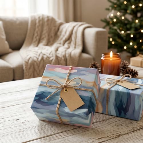 Image of Prettykrafts Handpaint Scenic Gift Wrapping Paper | Pack of 5 | 70x50x0.2 cm | Large Size | Reusable & Eco-Friendly Paper Bags for Gifting, Parties, Return Gifts, Shopping and Special Occasions