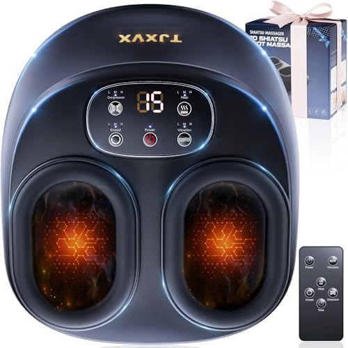 Electric Foot Massager with Heat, Shiatsu Deep Kneading & Air Compression - 3 Intensities & 3 Modes for Tired, Aching Feet - Home Office Gift for Men & Women