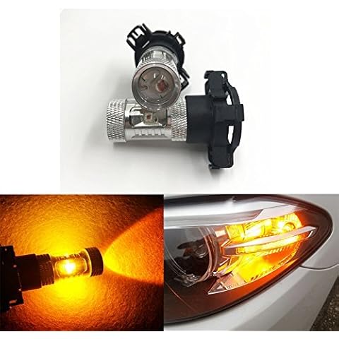 GFJMC 2 Amber Yellow Error Free PY24W 5200s High Power LED Bulbs Turn Signal Bulb for BMW E90 E92 E93 328i 335i M3 X5 Cover