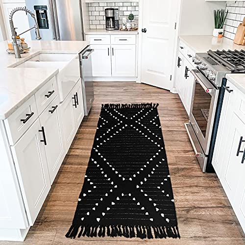Boho Rugs For Bedroom 2.3X 5.3Ft, Cotton Hand Woven Runner Rug Machine Washable Hallway Runner Rug With Tassel Tribal Decorative Indoor Floor Mat For Kitchen/Laundry Room/Entryway #TOP5