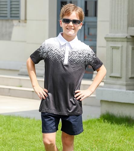 Image of uideazone Boys Polo Shirts Dry Fit Performance Golf Short Sleeve Casual School Uniform Size 5-14