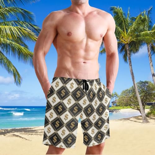 Men's Swim Trunks Gold Dollar Sign Board Shorts Quick Dry Swimsuit Swimwear Holiday Party Bathing Suit4