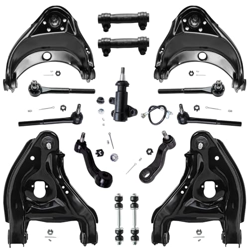 Image of Detroit Axle - Front End Kit for Chevy GMC C1500 C2500 Tahoe Yukon Lower & Upper Control Arms w /Ball Joints Inner & Outer Tie Rods Sway Bars Idler Arm & Bracket Pitman Arm Replacement - 15pc Set