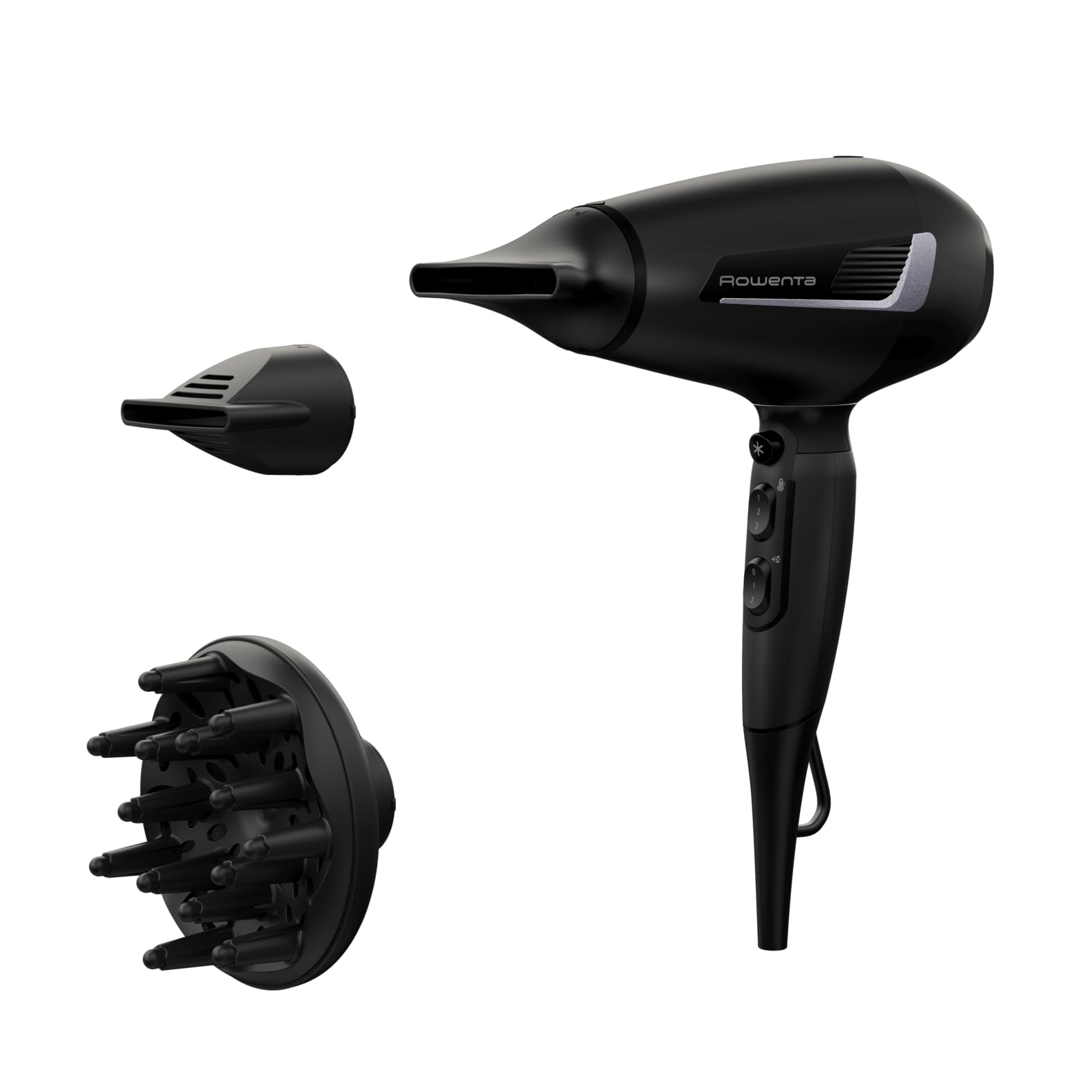 Rowenta Pro Expert Haartrockner, 2100 Watt Pro AC Motor, schnelle Trocknung, Turmalin-Beschichtung für strahlenden Glanz, bedienerfreundlich, Kaltstufe, inkl. Zubehör, Haarföhn, schwarz/silber, CV8825