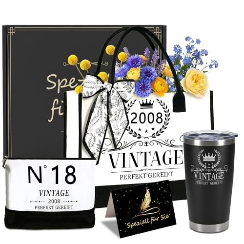 Cadeaux d'anniversaire 18 ans pour femmes : ensemble sac en toile et tasse 2006