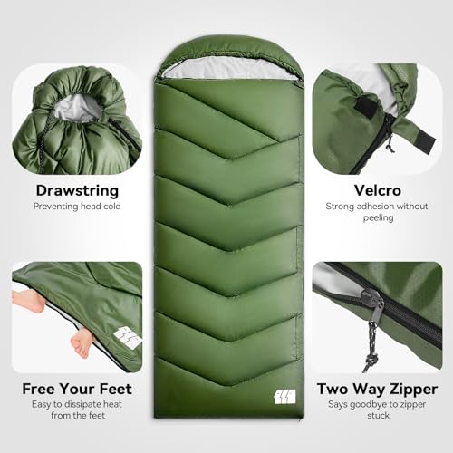 Sleeping Bags for Adults Warm Weather, Waterproof, Lightweight Backpacking Camping 3 Seasons Sleeping Bag with Compression Sack Camping Essentials Gear miniatura 4