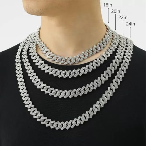 Cuban Link Chain Mens Iced Out Miami Cuban Necklace Silver Bling Diamond Hip Hop Jewelry for Men and Women4