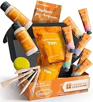 KreaBella Töpferset - DIY töpfern für Zuhause, Lufttrocknender Ton zum basteln, selbsttrocknender Ton, Trockenton-Set zum kreativ Töpfern, Keramik Kreativset, Tonset ohne Brennen, Geschenke