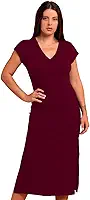 Vestido Midi Canelado Modelador Fenda Lateral Tecido Premium Gola V