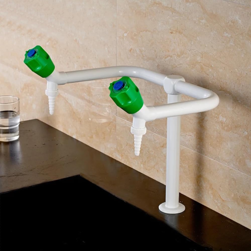 Grifo De Laboratorio De Dos Caños Con Ducha De Enjuague Previo Giratorio De 360 Grados, Núcleo Totalmente De Cobre Recubierto De Resina, Adecuado Para Laboratorios, Escuelas Y Hospitales