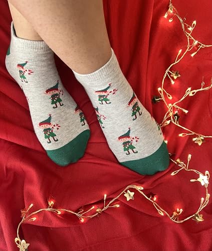 Image of Mint & Oak Low Cut Ankle Women Socks, Christmas Gift Quirky Socks For Friends, Cute Funky Socks, Christmas Secret Santa Gifts For Women
