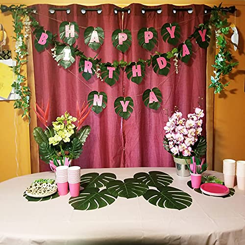 96Pcs Artificial Palm Leaves Plant Kit Fake Monstera Deliciosa Faux Palm Fronds Artificial Tropical Plants Greenery Hawaiian Party Supplies Decor #TOP1