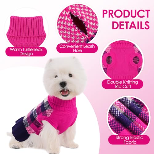 Image of Dog Sweater Dress Plaid Knitwear for Large Dogs Girl Christmas Clothes