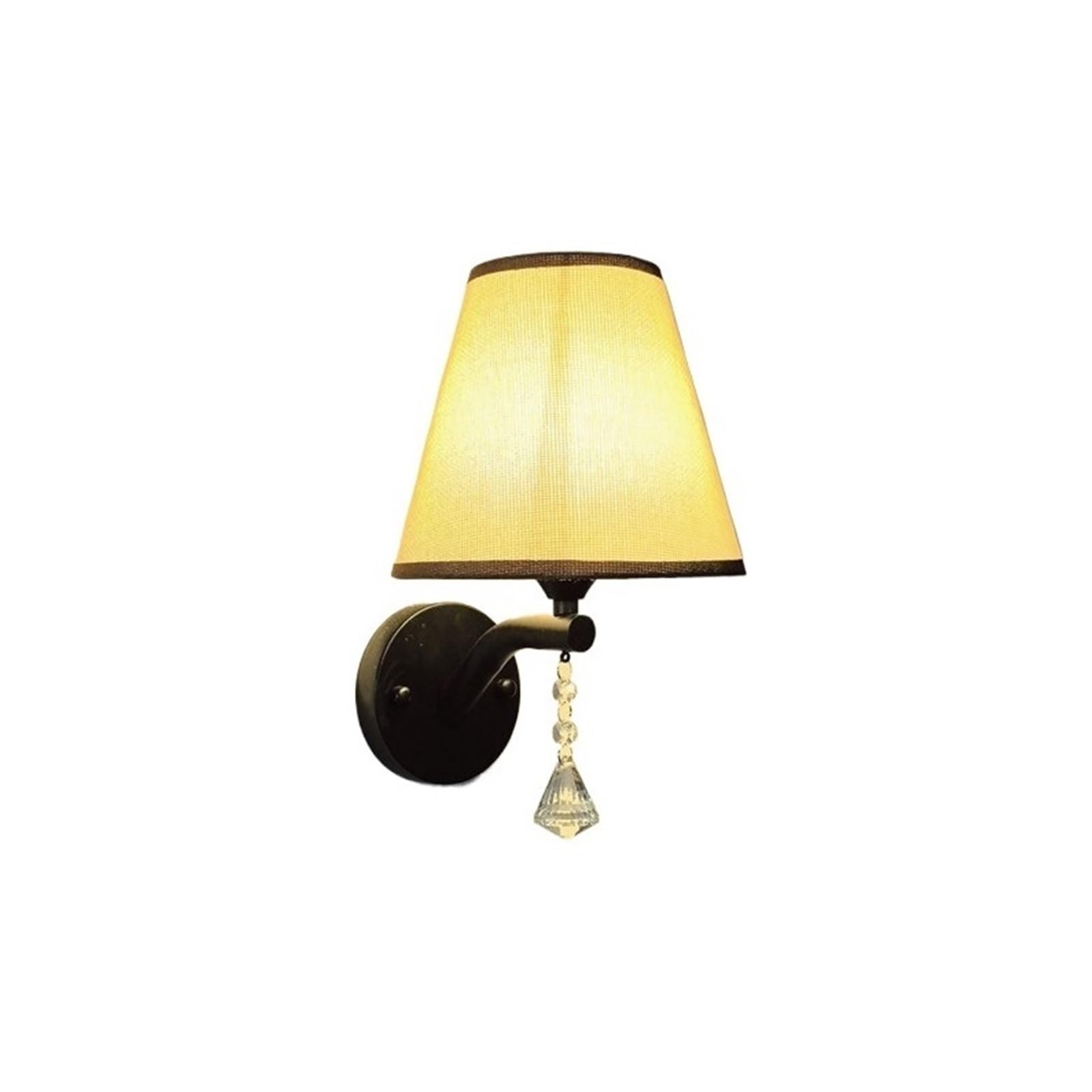 Matte Black Iron Wall Sconce Taper Linen Fabric Shade Light Applique