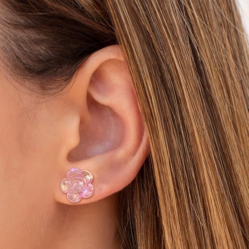 Image of Plastic Earrings for Sensitive Ears Flower Studs for Women