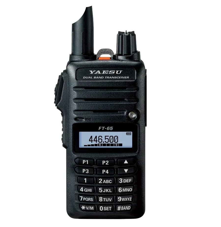 Yaesu FT-65E Walkie-Talkie Doble Banda VHF/UHF | 5W de Potencia, Construcción Militar MIL-STD-810, Estanco IP54, Batería 1950 mAh, Audio BTL de 1W