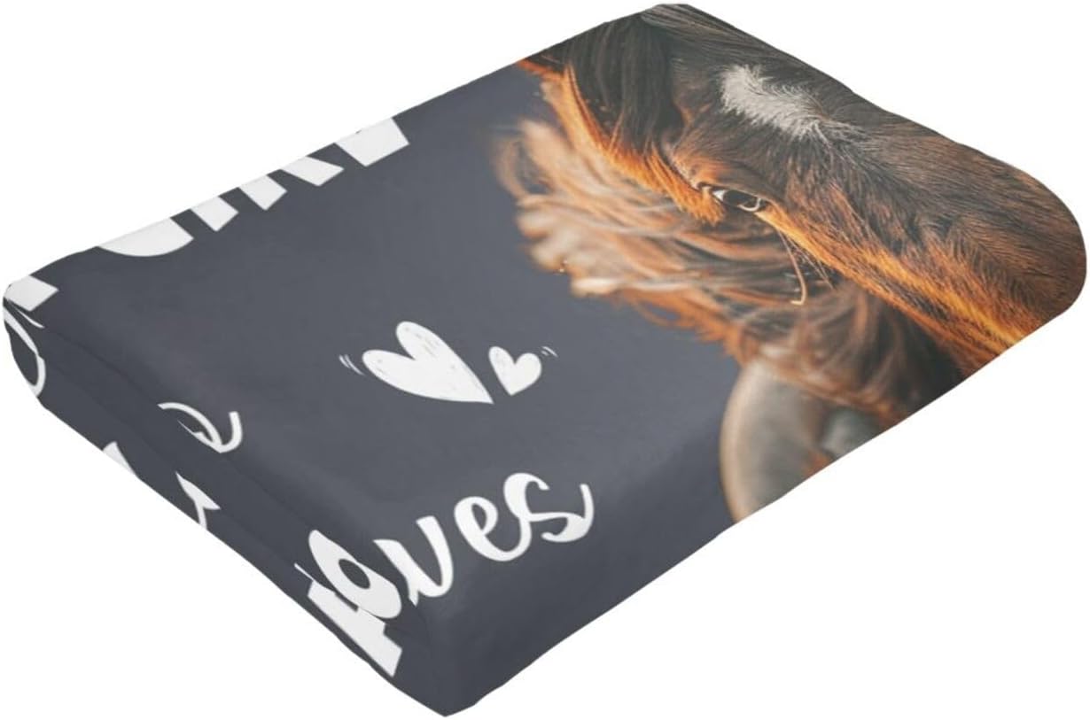 Horse Lover Throw Blanket - Cozy Flannel Soft Warm Plush Lightweight Bedding for Girls and Women - Animal Themed Decor Gift for Sofa and Bed - 60"x50"