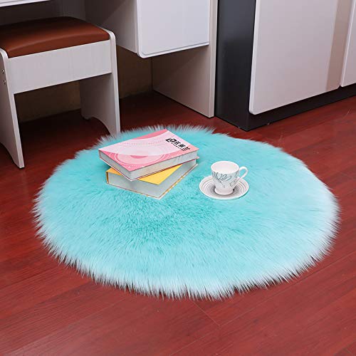 Tapis circulaire en laine imitation 80cm revêtement sol design chambre et séjour
