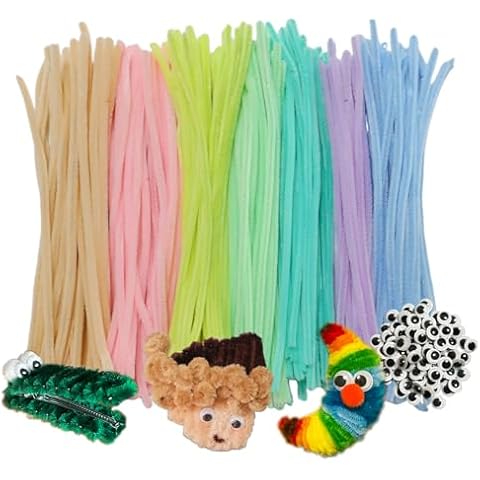 Harmoso Macaron Color Pipe Cleaner Set - 300pcs, Thick Fluffy Chenille Stems for Arts & Crafts, Perfect for Making Animals, Flowers, and Festive Decorations(12 inches x 0.24 inches) Cover