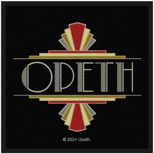 Opeth Écusson tissé Art Déco Logo (100 mm x 100 mm) (Noir)