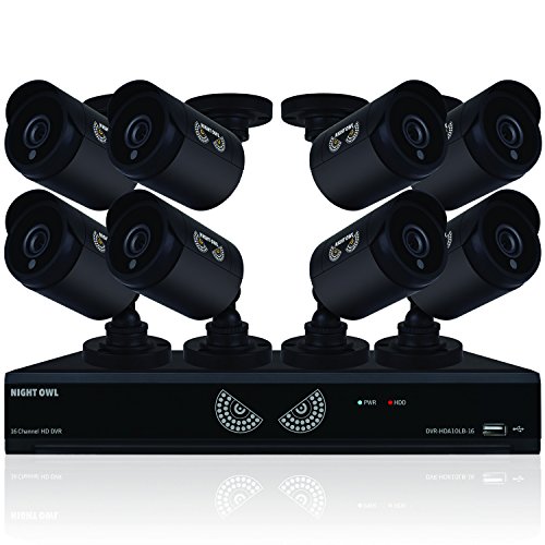 Night Owl Security, 16 Channel 1080 Lite HD Analog Video Security System with 1 TB HDD and 8 x 720p HD Wired Cameras (Black)