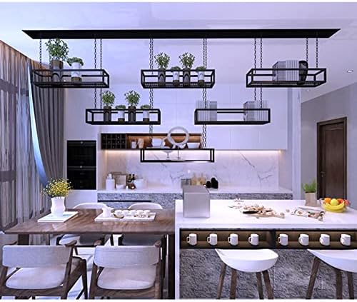 Indoor Metal Ceiling Shelf Plant Hanger - Black Iron Wall/Window Hanging Planter Rack for Flowers & Plants, 100x25x15cm, Stylish Home Decor