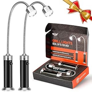 LED Outdoor Grill Light Accessories: Father’s Day Gifts for Men Him Dads Husbands Grandpa, Unique Birthday Gifts Cool Gadgets for GrillIing Barbecue Supplies, Super Bright Magnetic BBQ Lights – 2 Pack