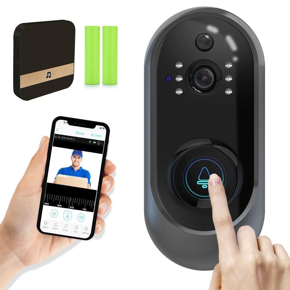 Videocitofono, Video Campanello Wi-Fi, Casa Allarme Smart, 1080P HD Audio Bidirezionale, Peephole Door Camera 166 Gradi grandangolare, Sensore di Movimento Adatto a Famiglie, Hotel
