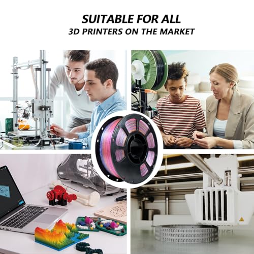 Image of iBOSS PLA Plus Filament 1.75mm+ /- 0.02 mm, 3D Printer Filament Transparent Multicolor Filament with Shiny Glitter, 3D Printing Filament, 1KG /Spool Transparent Sparkling Rainbow