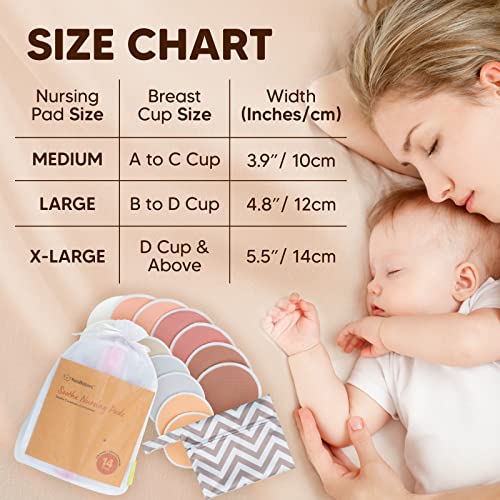 Reusable Nursing Pads For Breastfeeding, 14-Pack - 4-Layers Organic Bamboo Nursing Pads - Breastfeeding Pads - Washable Breast Pads - Natural Bamboo Maternity Pads (Lovelle, Large 4.8") #TOP5