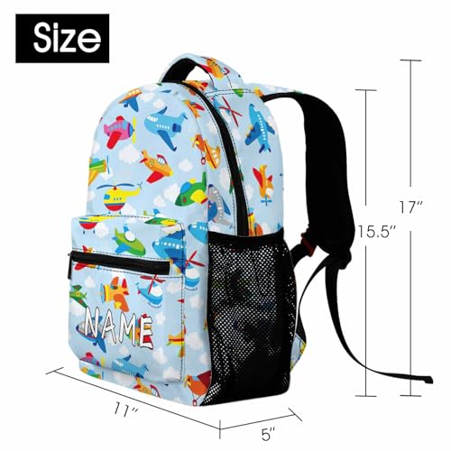 Custom Colorful Cartoon Airplane Backpack for Boys Girls Personalized Backpack with Name Text Customized School Bookbag Daypack for Student2